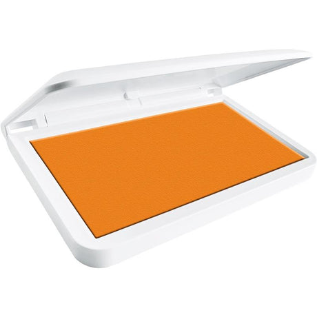 Shiny orange 90x50mm stamp pad with quick-drying, non-toxic ink for vibrant, smudge-free stamping projects.