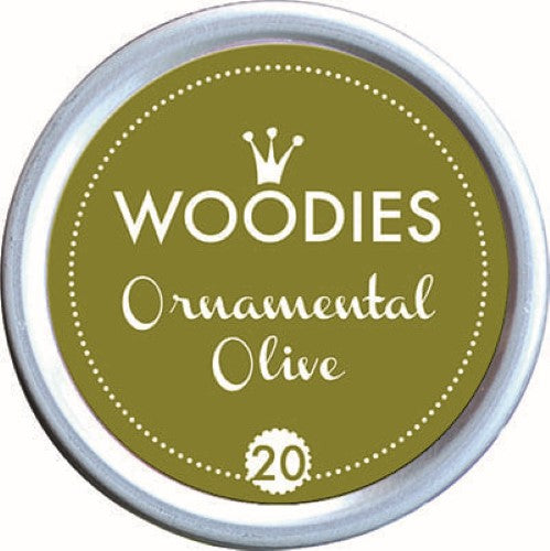 Colop Woodies 38mm Ornamental Olive stamp pad in aluminum box, perfect for vibrant and intricate crafting designs.