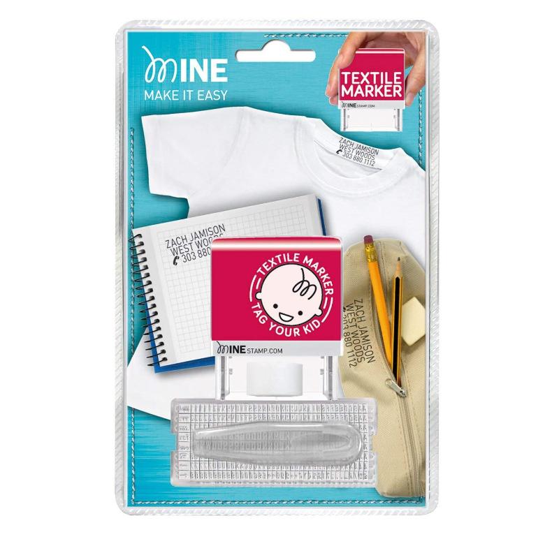 Colop Stamp Printer Mine Textile 20N/1 Set: versatile self-inking stamp for custom textile designs with 5-6 lines of text.