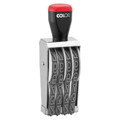 Colop Stamp Numberer 15004 with 4 adjustable bands, 15mm size, designed for clear numbering on documents, sleek black finish.