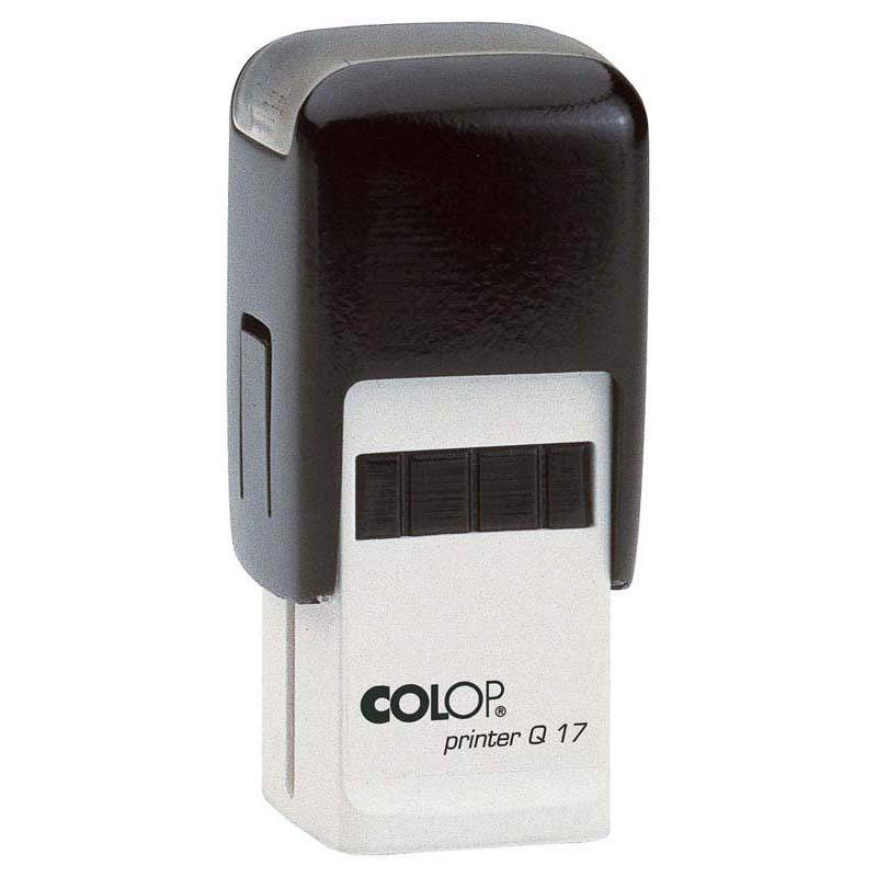 Colop Stamp Printer Q17 Square Black: versatile self-inking stamp, 17x17mm, with customizable die for clear impressions.