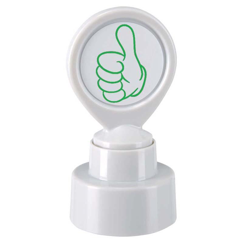 Self-inking green motivational stamp featuring a 'Thumbs Up' design, perfect for rewarding student achievements.