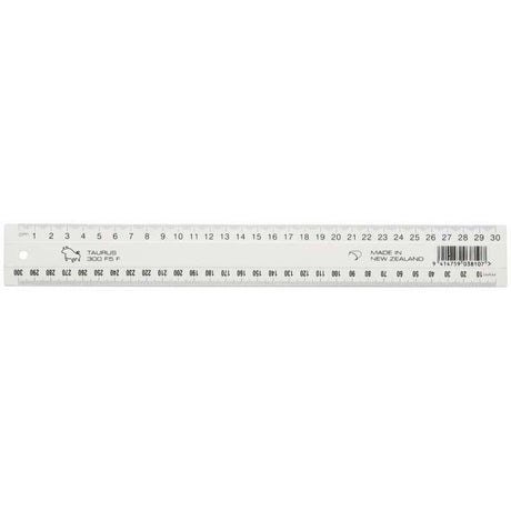 Taurus Ruler 300mm White, a durable Styrene ruler with clear cm/mm graduations for precise measurement and straight lines.