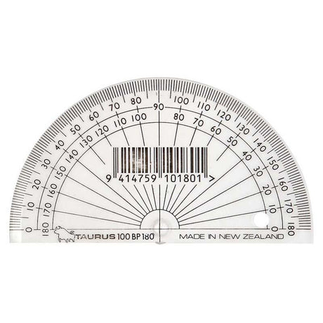 Transparent 10cm protractor for accurate angle measurement up to 180 degrees, ideal for school, office, or DIY projects.