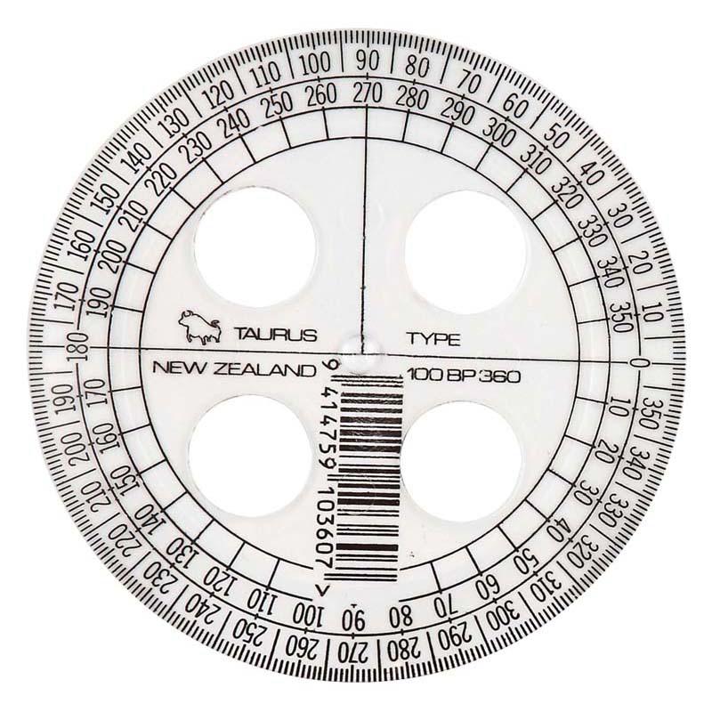 Taurus Protractor 10cm 360, transparent plastic for precise 360-degree angle measurements, compact and portable for on-the-go use.