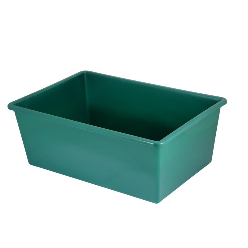 Large green Taurus Tray Tote, 398x274x150mm, durable polypropylene, holds 15kg, ideal for stylish organization.