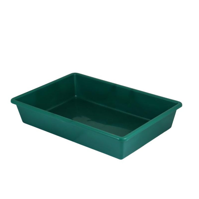 Vibrant green Taurus Tray Tote Small, 397x270x75mm, durable polypropylene, ideal for organizing supplies, holds up to 15kg.