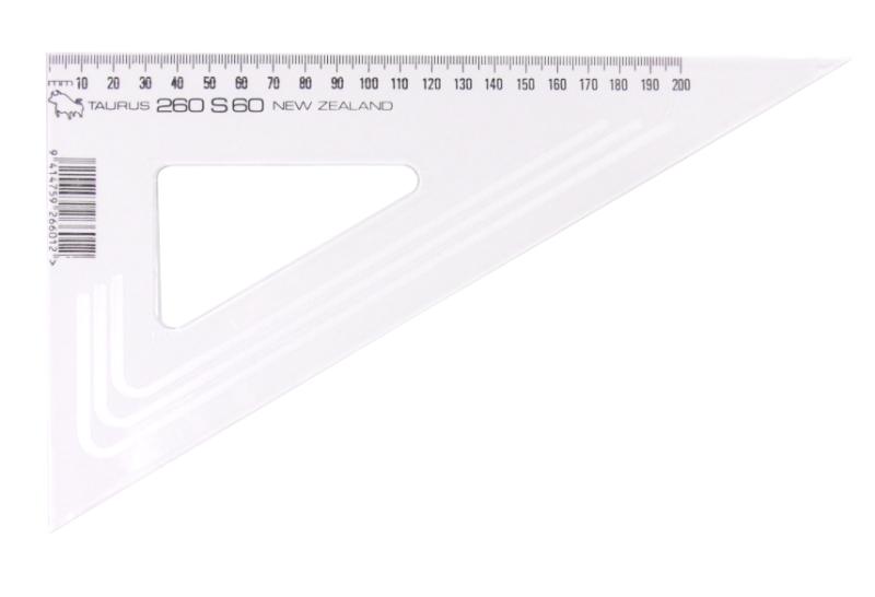 Taurus 26cm Set Square with a 60-degree angle, ideal for precision drawing in classrooms, offices, and homes.