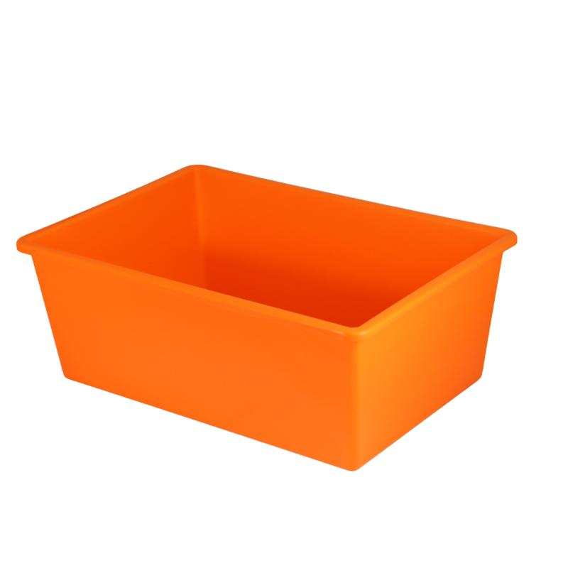 Large orange Taurus Tray Tote, 398x274x150mm, durable polypropylene, perfect for organizing home, office, or school supplies.