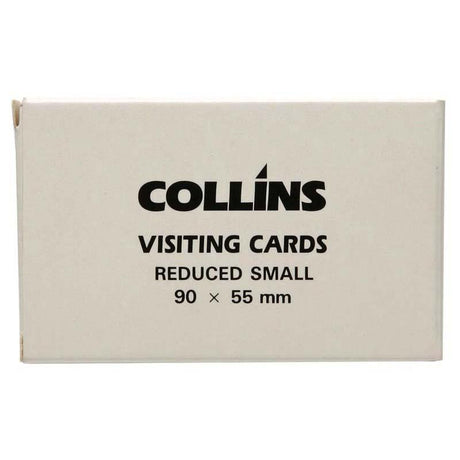 Collins Visiting Cards, small 90x55mm, 52-pack, elegant design, 210 GSM cardstock for professional networking.