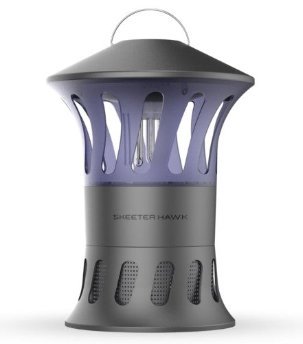 Skeeter Hawk Area Mosquito Trap with dual LED UV light and whisper-quiet fan for effective insect control outdoors.