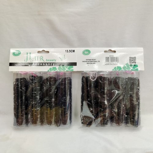 Black 13.5cm hair bands in 12 packs, perfect for secure, stylish hairstyles with comfort and durability.