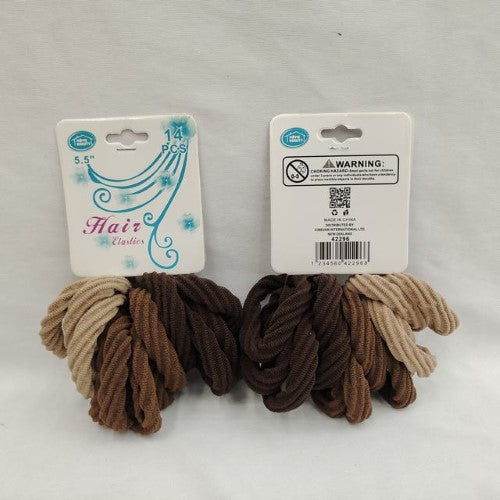 Brown 5.5" hair bands in a bulk pack of 168, perfect for durable hairstyles, updos, and ponytails.