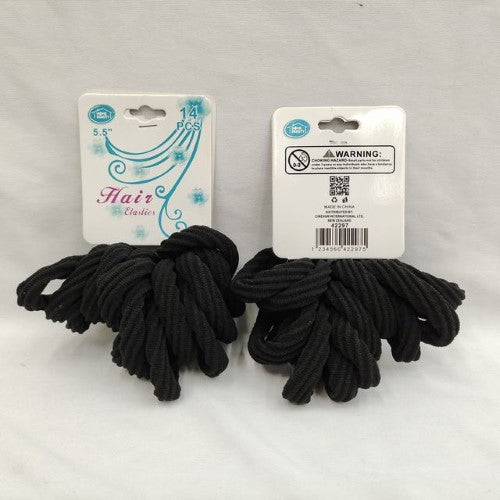 Durable 5.5" black hair bands in a pack of 168, perfect for everyday styling and hair management.