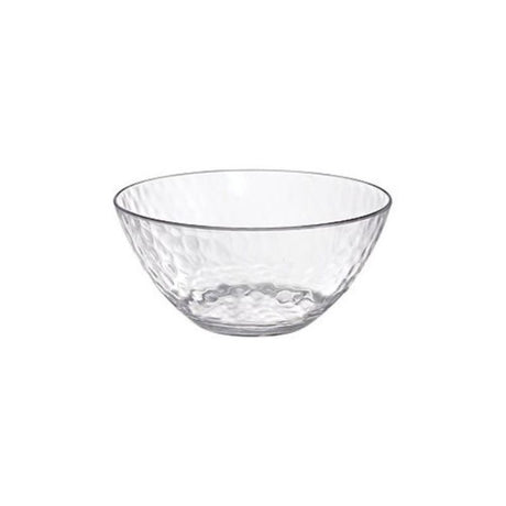 Premium small bowl with a clear hammered look, perfect for serving salads and desserts; stylish and durable plastic design.