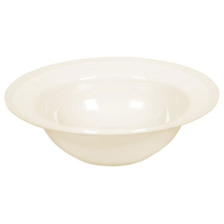 Premium white melamine serving bowl with beaded rim, 34cm, elegant for salads, pastas, or snacks. Hand wash recommended.