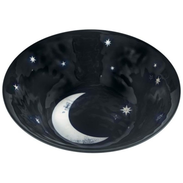 Classic black and white melamine serving bowl, 29cm diameter, perfect for Halloween snacks with a textured finish.