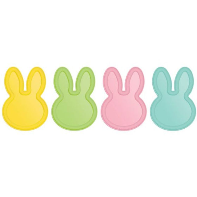 Easter Bunny-shaped melamine plates for festive gatherings, measuring 25cm x 18cm, perfect for treats and desserts.