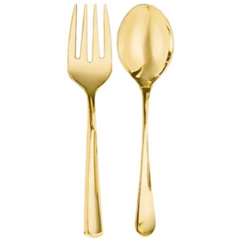 Premium Gold Serving Spoons & Forks Set - Pack of 4