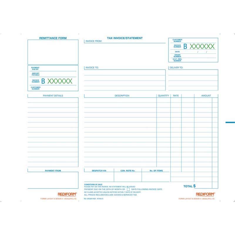 Rediform Invoice Book with 50 triplicate pages, designed for clear, organized record-keeping and professional invoicing.