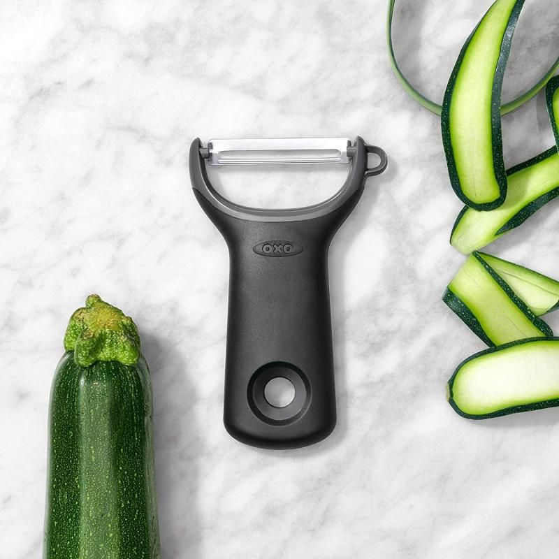 OXO Good Grips Prep Y-Peeler with ergonomic non-slip handle and sharp stainless steel blade for effortless peeling.