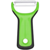 Compact Y-peeler and zester with stainless steel blades, ideal for peeling and zesting citrus fruits effortlessly.