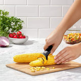 OXO Good Grips Corn Prep Peeler with ergonomic handle and stainless steel blade for easy, efficient corn kernel removal.