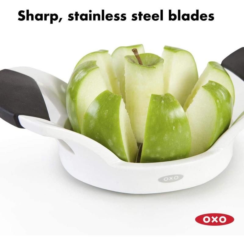 OXO Good Grips Apple Divider with stainless steel blades and soft handles for effortless apple slicing and coring.