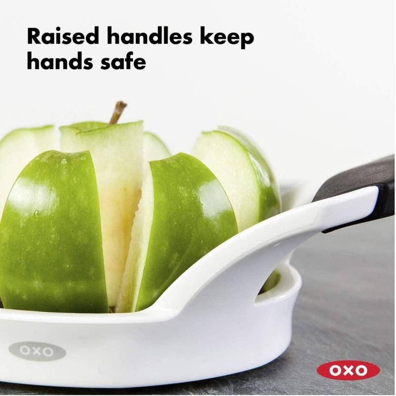 OXO Good Grips Apple Divider with stainless steel blades and cushioned handles for easy, precise apple slicing.