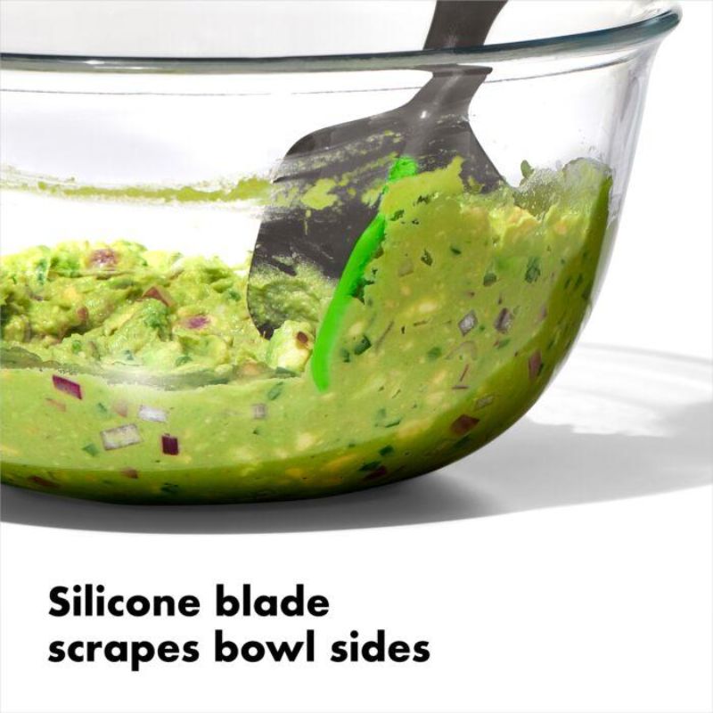 Versatile avocado tool with four-blade design for mashing, scooping, and minimizing waste during food prep.