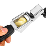 Ergonomic OXO Good Grips Garlic Press with stainless steel construction and large-capacity hopper for effortless crushing.