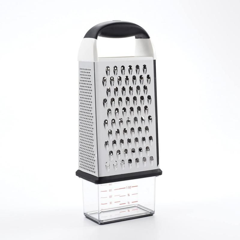 Versatile OXO Good Grip Box Grater with four grating surfaces and an ergonomic handle for efficient food prep.