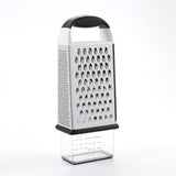 Versatile OXO Good Grip Box Grater with four grating surfaces and an ergonomic handle for efficient food prep.