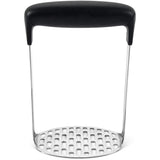 OXO Good Grips Smooth Potato Masher with a comfortable handle and fine-grid plate for effortless, lump-free mashing.