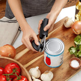 OXO Good Grips Soft-Handled Can Opener with cushioned handles, oversized knob, and built-in bottle opener for easy can opening.