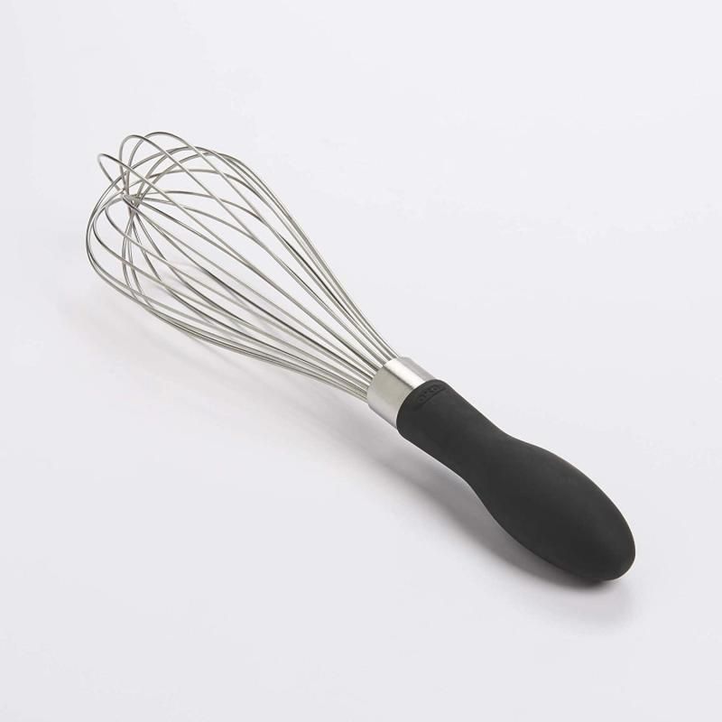 OXO Good Grips 28cm balloon whisk featuring stainless steel wires and a comfortable Santoprene handle for effortless whisking.