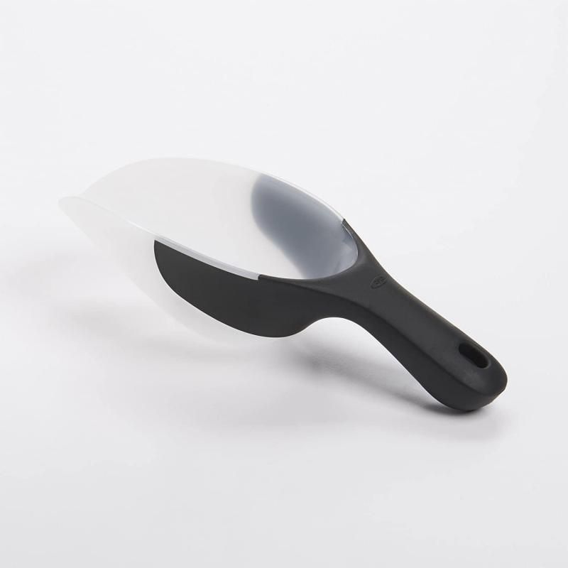 OXO Good Grips Flexible Scoop, a 1-cup kitchen tool for scooping ice, flour, and more, with a soft, non-slip handle.