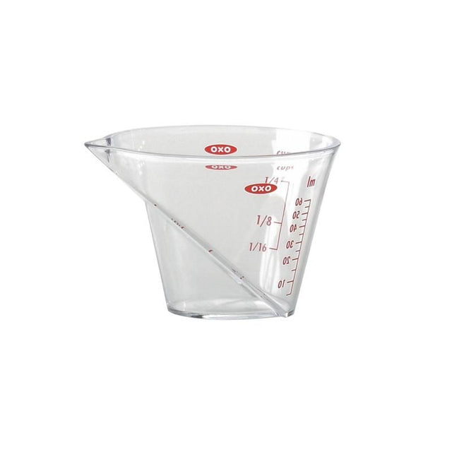 Mini OXO Good Grips Angled Measuring Cup with clear markings for easy liquid and dry ingredient measuring.