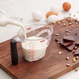 Angled 2 Cup measuring cup with a non-slip handle and clear metric markings for easy and precise measurements.