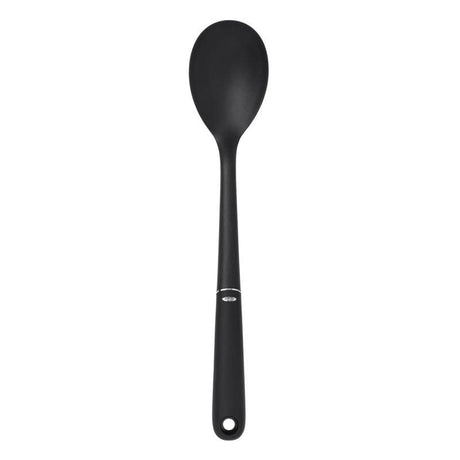 OXO Good Grips Nylon Spoon with oversized head, heat-resistant to 450°F, ideal for stirring soups and non-stick safe.