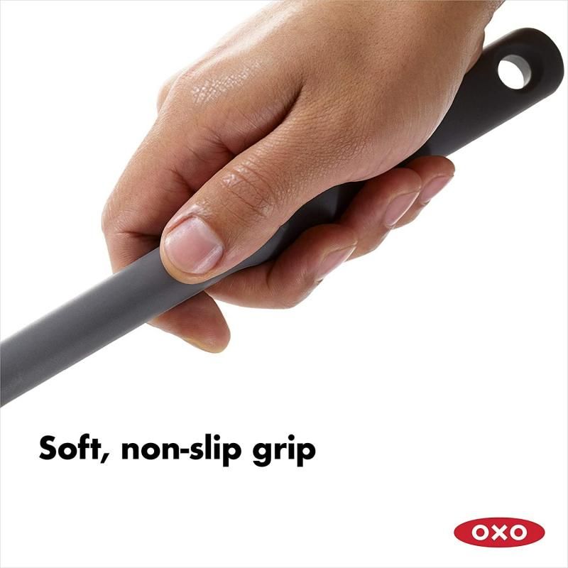 OXO Good Grips Silicone Slotted Spoon with heat-resistant silicone and soft handle, perfect for straining and stirring.