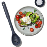 Versatile OXO Good Grips Silicone Slotted Spoon with heat-resistant silicone, ergonomic handle, and non-stick safe design.