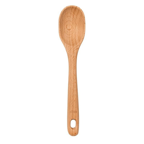 Small OXO Good Grips Wooden Spoon in solid beech with a comfortable handle, safe for non-stick cookware. Perfect for mixing and serving.