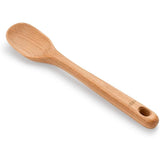 Medium OXO Good Grips wooden spoon made from durable beech wood, featuring a comfortable handle and safe for non-stick cookware.