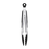 OXO Good Grips Nylon Lock Tongs, 23cm, with stainless steel body, non-slip handles, and heat-resistant, non-scratch heads.