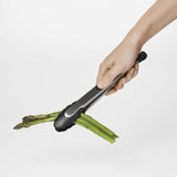 OXO Good Grips Nylon Lock Tongs, 23cm, with stainless steel body, soft handles, and non-scratch heads for easy food handling.