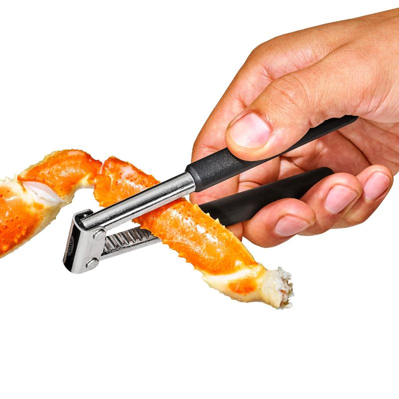 Ergonomic OXO Seafood & Nut Cracker with ridged grip for effortless shellfish and nut cracking, featuring a non-slip handle.