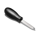 OXO Oyster Knife with non-slip handle and bent stainless steel blade, designed for easy and precise oyster shucking.