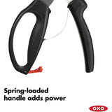 OXO Good Grips Poultry Shears with ergonomic handles and micro-serrated blades for safe, precise cutting of poultry.