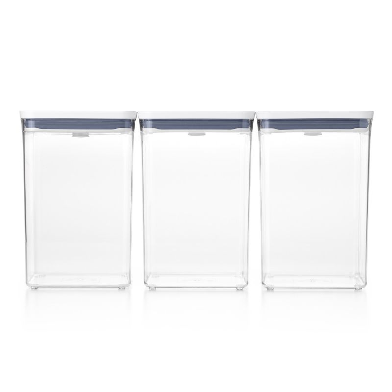 A 6-piece airtight storage set with stackable containers for organizing bulk pantry staples like flour and sugar.